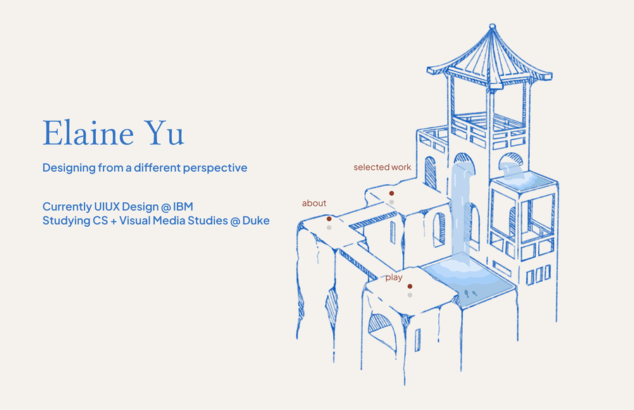 Early scrapped concept: a hand-drawn isometric building as navigation
