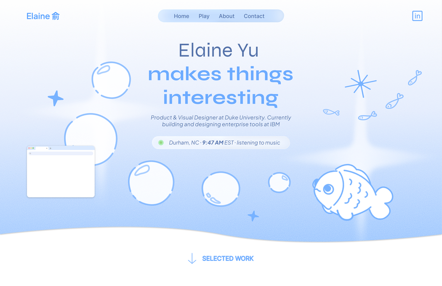 Early scrapped concept: an ocean hero with a browser window mockup