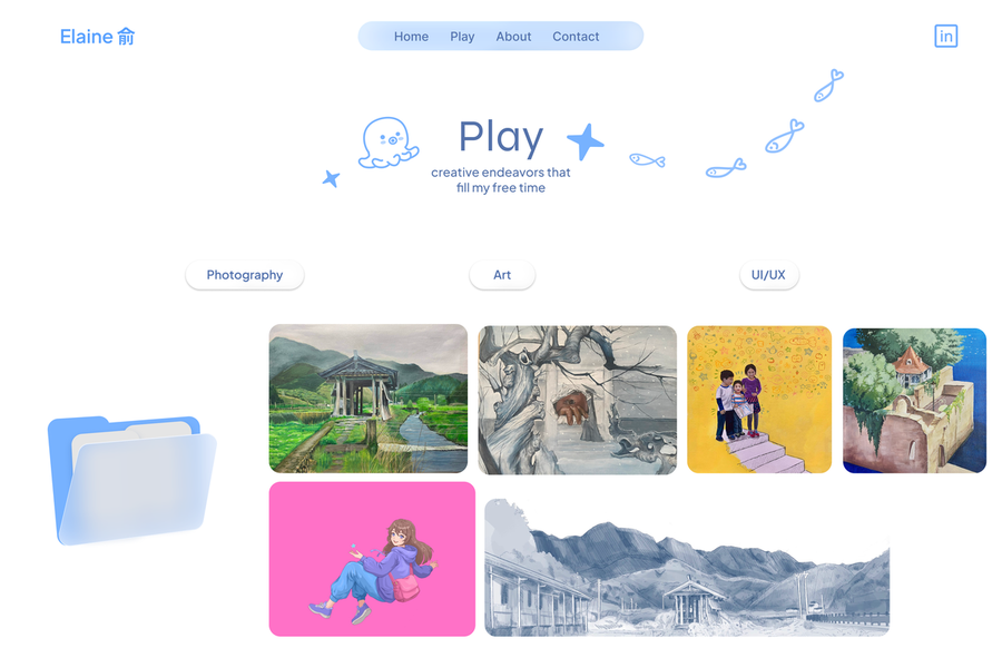 Early scrapped concept: a playful art grid for the Play page